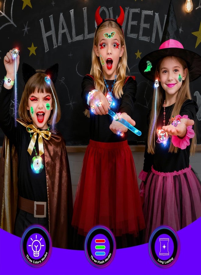 ShyLizard 100Pcs Halloween Party Favors for Kids-Halloween Glow in the Dark Party Supplies,Halloween Light Up Necklace Flash Rings,Non-Candy Trick or Treat Goodie Bag Fillers,Classroom Favors Gifts - Image 4